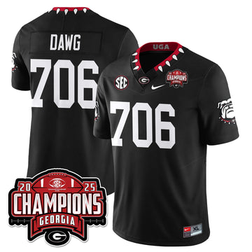 Personalized UGA Vapor Limited Jersey - SEC Football Champions - Black / Dawg - 706 Stitched