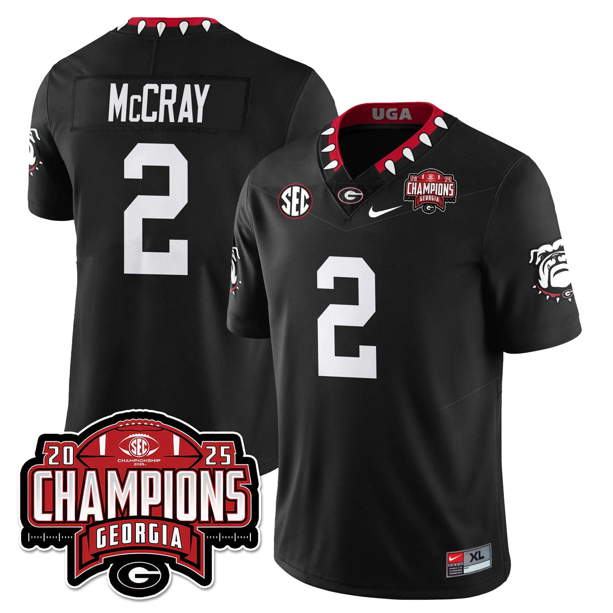 Personalized UGA Vapor Limited Jersey - SEC Football Champions - Black / Josh McCray - 2 Stitched