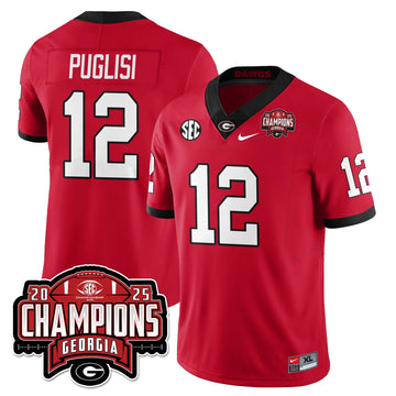 Personalized UGA Vapor Limited Jersey - SEC Football Champions - Red / Ryan Puglisi - 12 Stitched