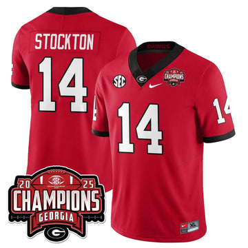 Personalized UGA Vapor Limited Jersey - SEC Football Champions - Red / Gunner Stockton - 14 Stitched