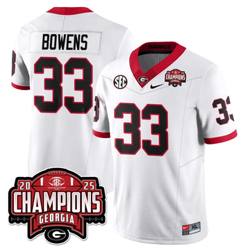 Personalized UGA Vapor Limited Jersey - SEC Football Champions - White / Chauncey Bowens - 33 Stitched