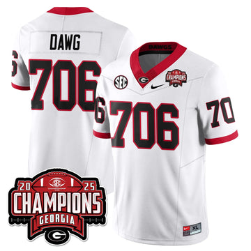 Personalized UGA Vapor Limited Jersey - SEC Football Champions - White / Dawg - 706 Stitched