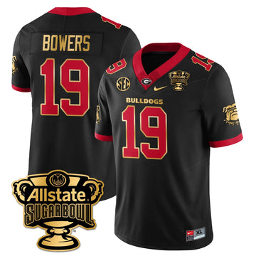 Personalized UGA Vapor Limited Football Jersey - Sugar Bowl - Black Gold Trim / Brock Bowers - 19 Stitched