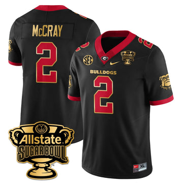 Personalized UGA Vapor Limited Football Jersey - Sugar Bowl - Black Gold Trim / Josh McCray - 2 Stitched