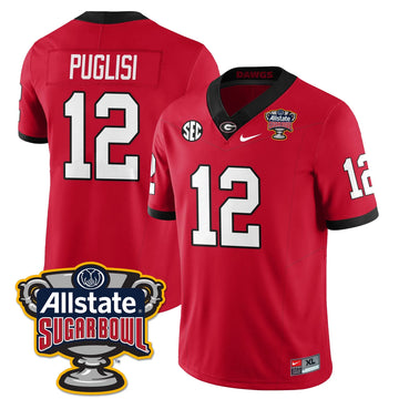Personalized UGA Vapor Limited Football Jersey - Sugar Bowl - Red / Ryan Puglisi - 12 Stitched