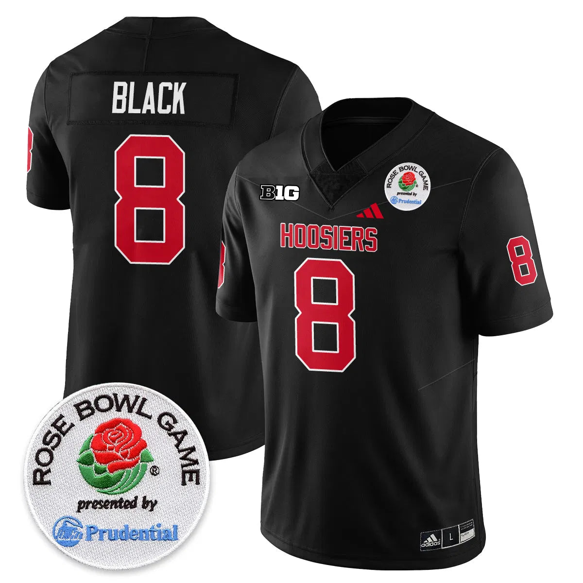 Personalized IND Vapor Limited Football Jersey - Rose Bowl - Black / Kaelon Black - 8 Stitched