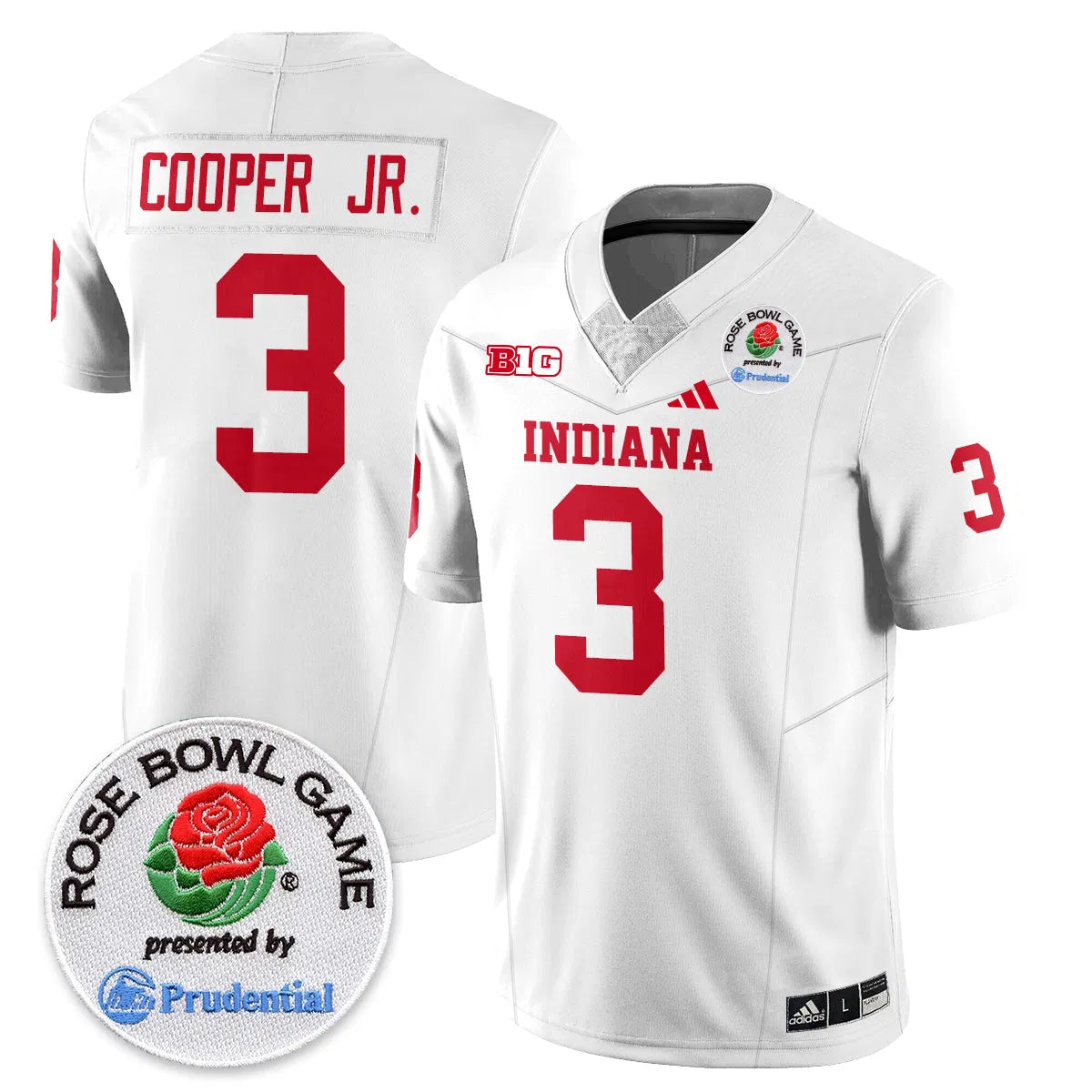 Personalized IND Vapor Limited Football Jersey - Rose Bowl - White / Omar Cooper Jr.- 3 Stitched