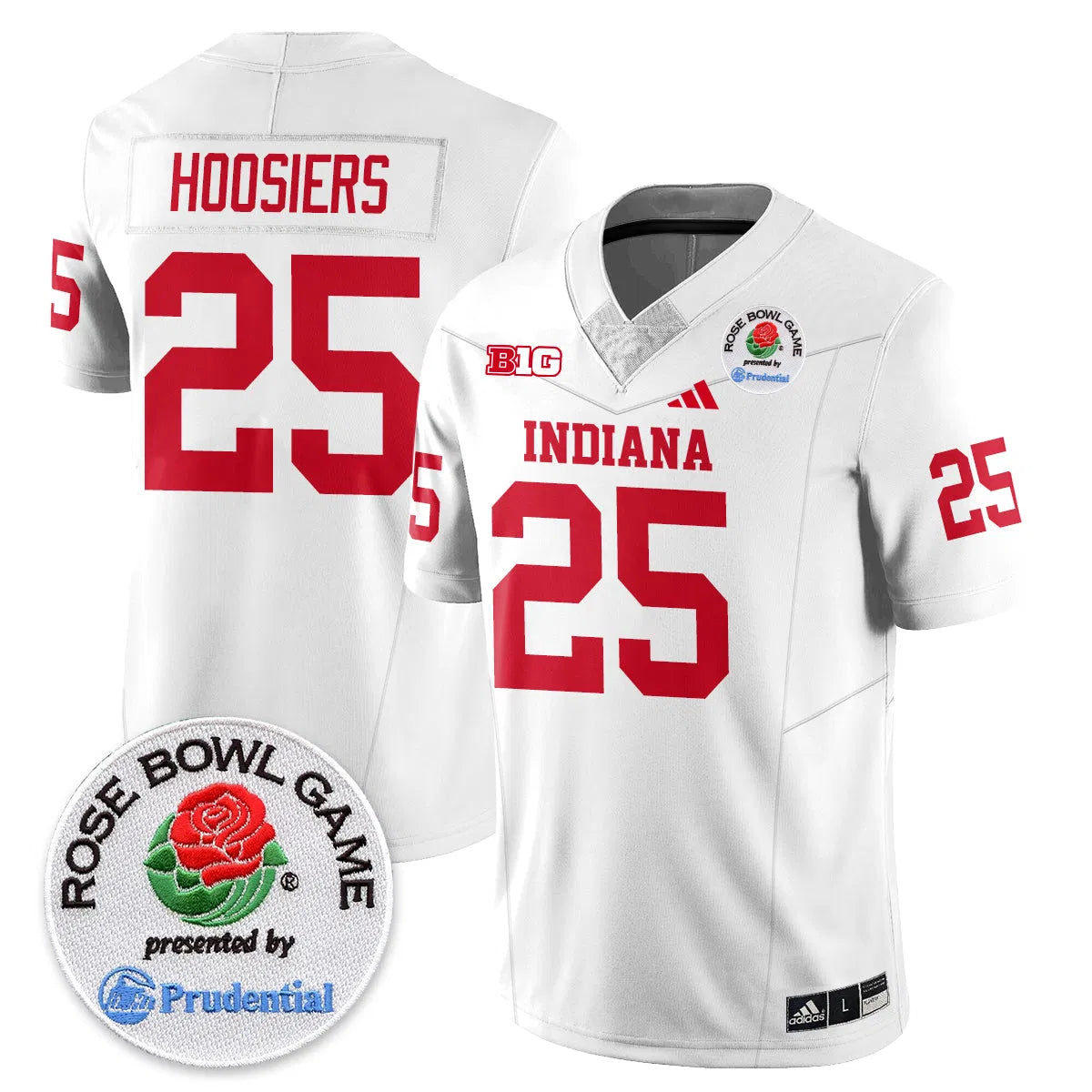 Personalized IND Vapor Limited Football Jersey - Rose Bowl - White / Hoosiers - 25 Stitched