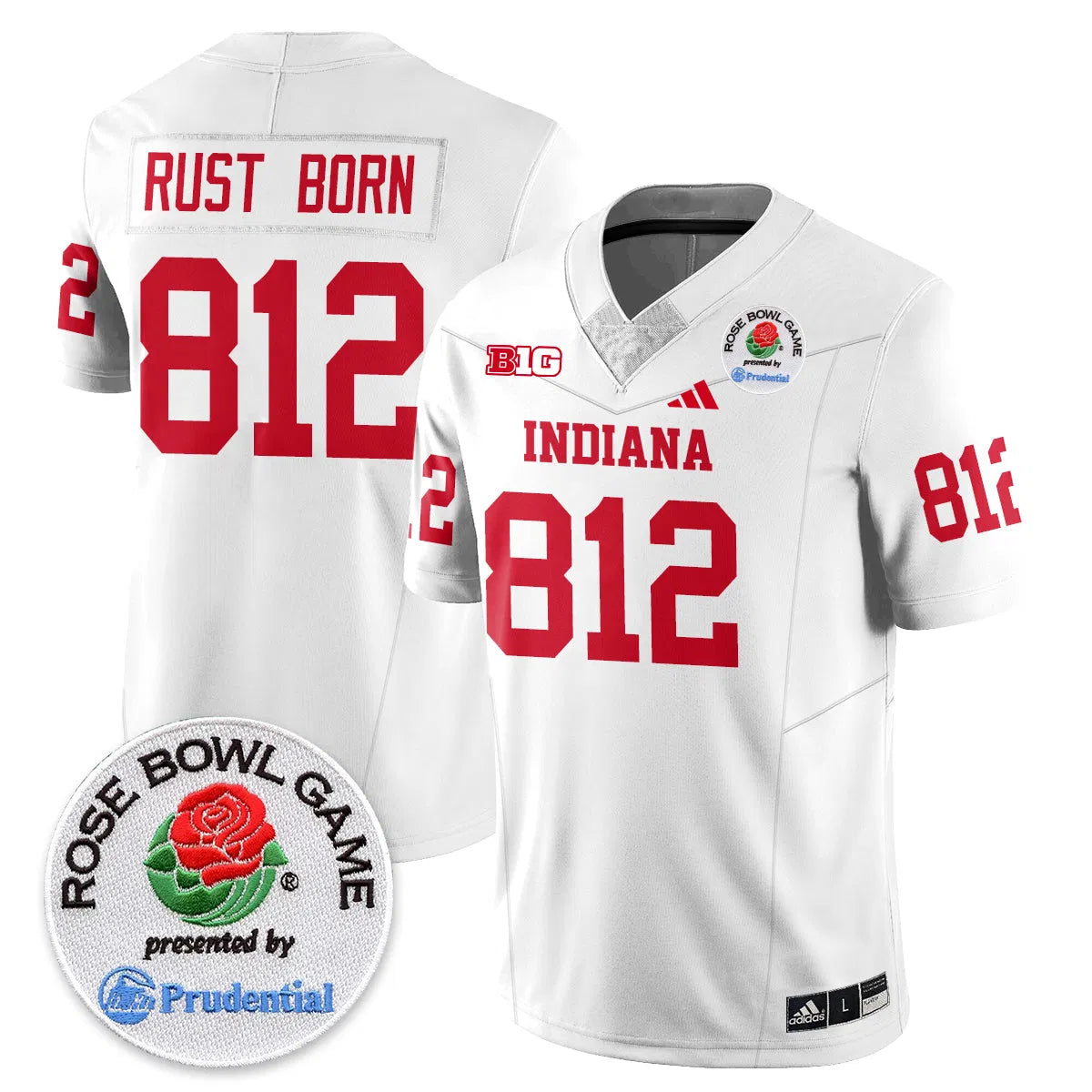 Personalized IND Vapor Limited Football Jersey - Rose Bowl - White / Rust Born - 812 Stitched