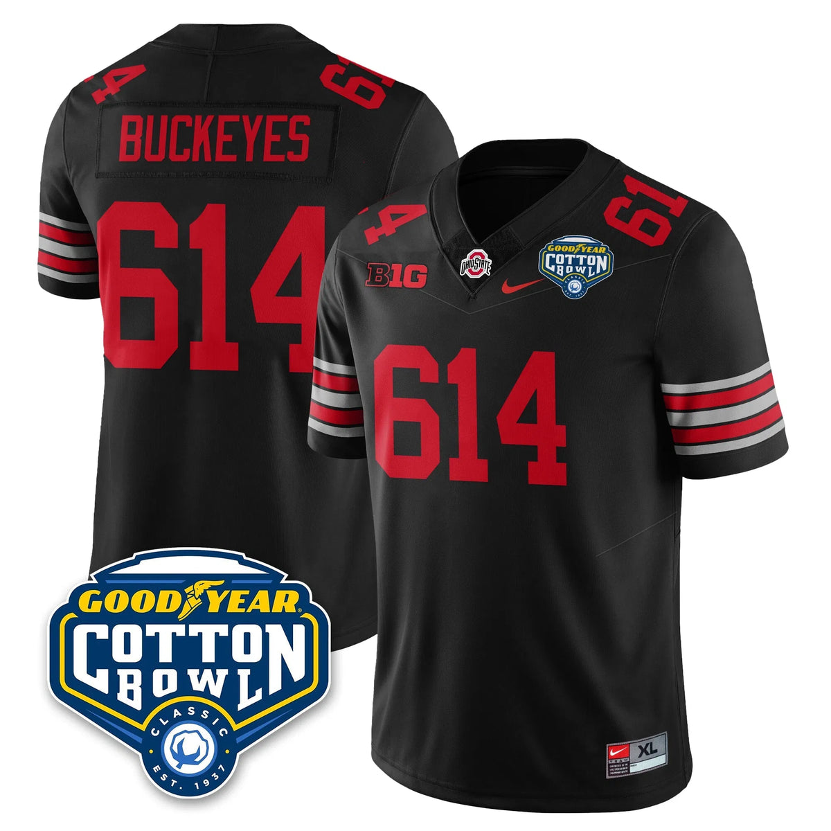 Personalized OSU Football Vapor Limited Jersey - Cotton Bowl - Black / Buckeyes - 614 Stitched