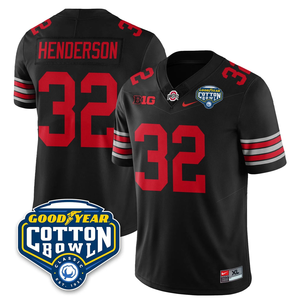 Personalized OSU Football Vapor Limited Jersey - Cotton Bowl - Black / Treveyon Henderson - 32 Stitched