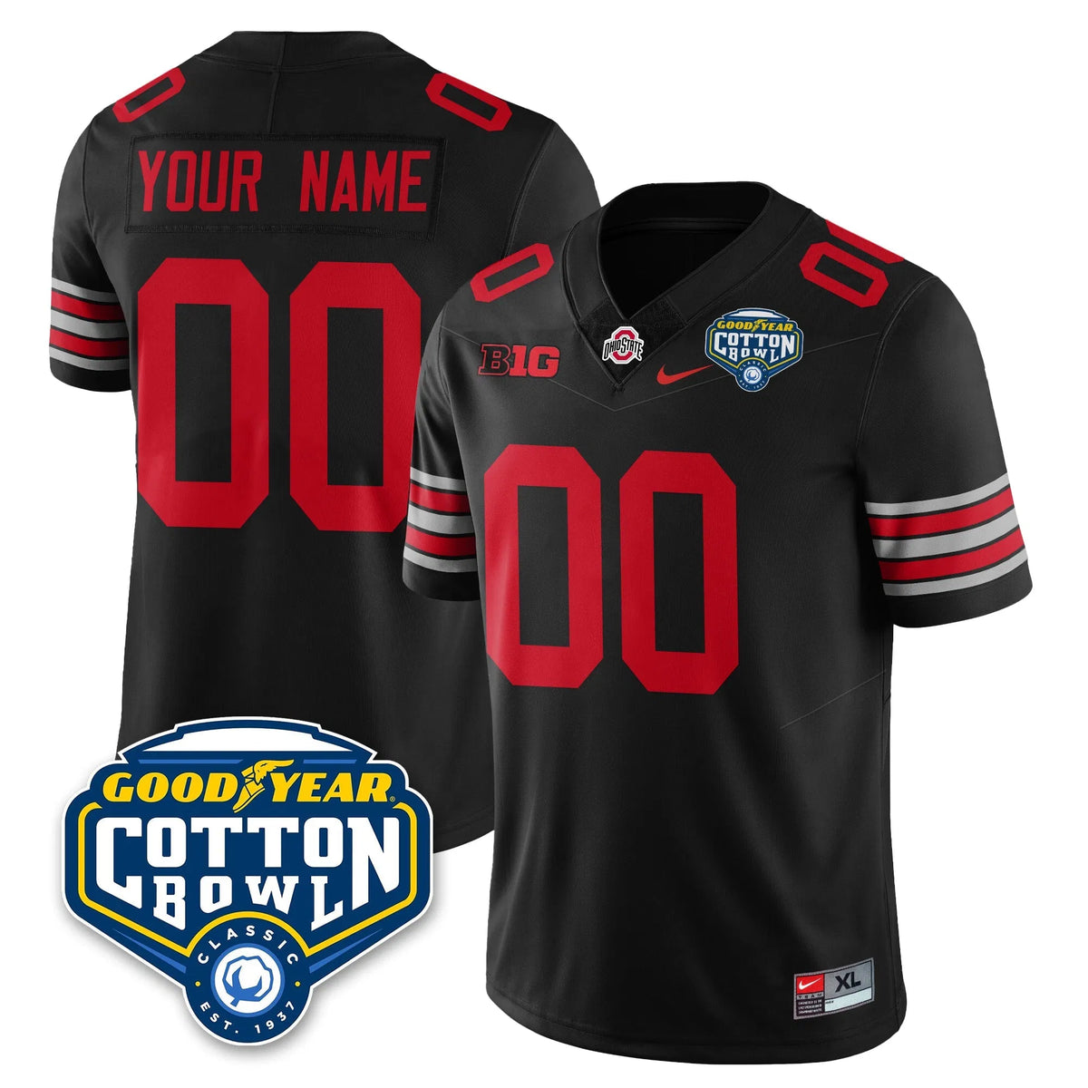 Personalized OSU Football Vapor Limited Custom Jersey - Cotton Bowl - Black Stitched