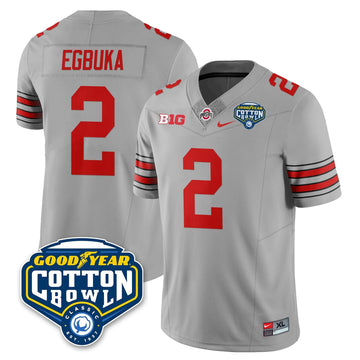 Personalized OSU Football Vapor Limited Jersey - Cotton Bowl - Gray / Emeka Egbuka - 2 Stitched