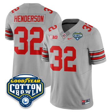 Personalized OSU Football Vapor Limited Jersey - Cotton Bowl - Gray / Treveyon Henderson - 32 Stitched