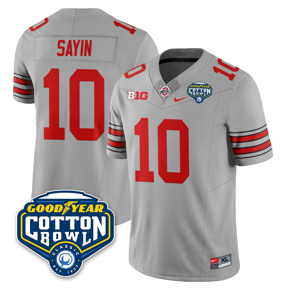 Personalized OSU Football Vapor Limited Jersey - Cotton Bowl - Gray / Julian Sayin - 10 Stitched