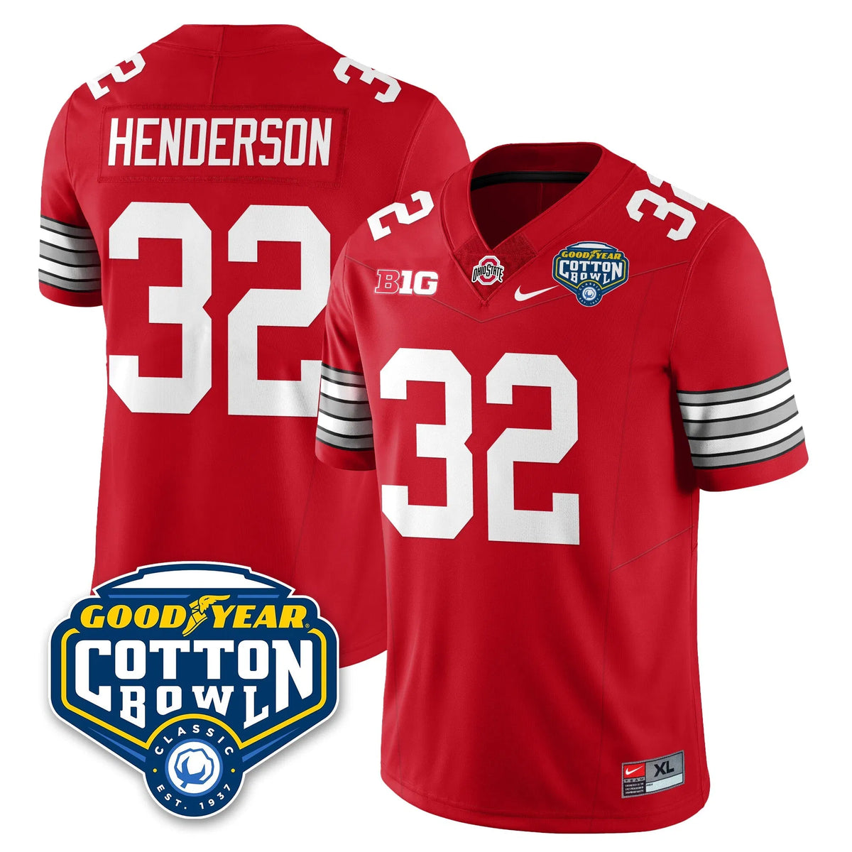 Personalized OSU Football Vapor Limited Jersey - Cotton Bowl - Red / Treveyon Henderson - 32 Stitched