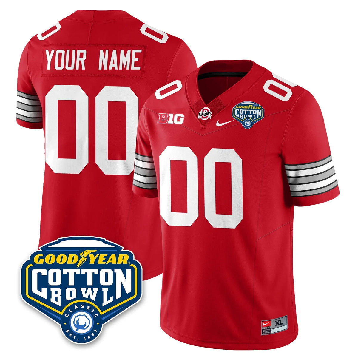 Personalized OSU Football Vapor Limited Custom Jersey - Cotton Bowl - Red Stitched