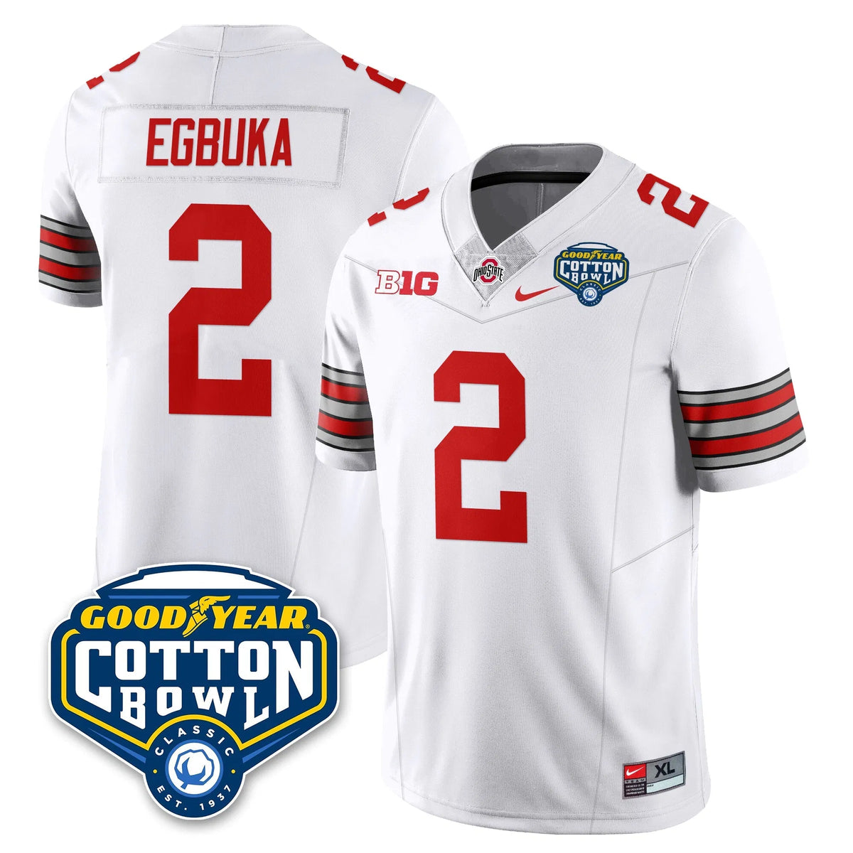 Personalized OSU Football Vapor Limited Jersey - Cotton Bowl - White / Emeka Egbuka - 2 Stitched