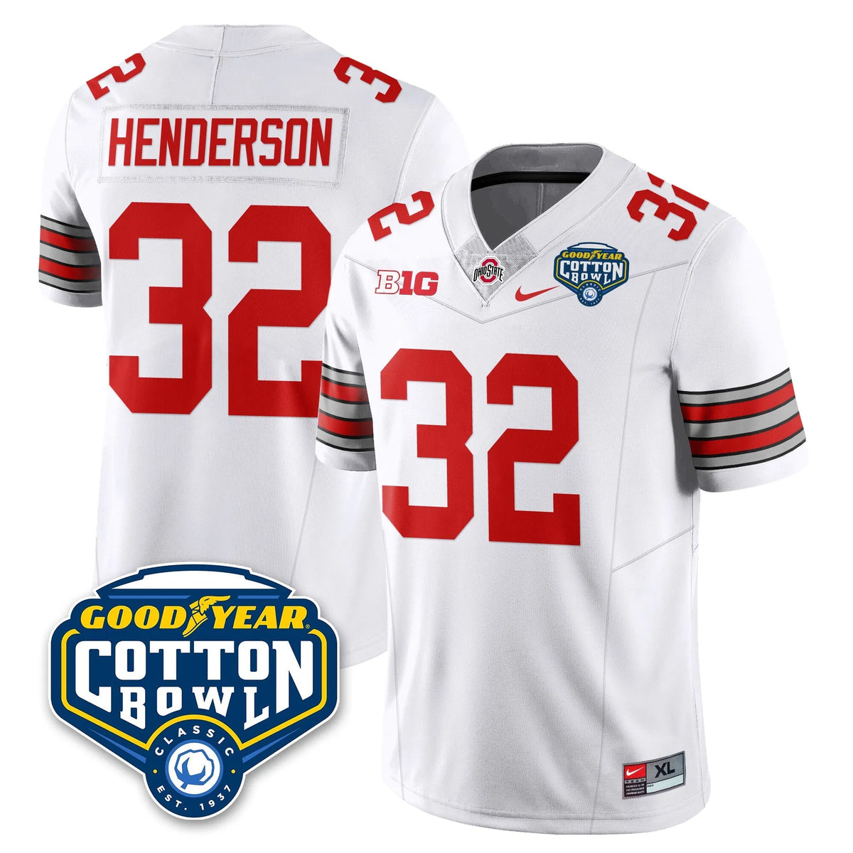 Personalized OSU Football Vapor Limited Jersey - Cotton Bowl - White / Treveyon Henderson - 32 Stitched