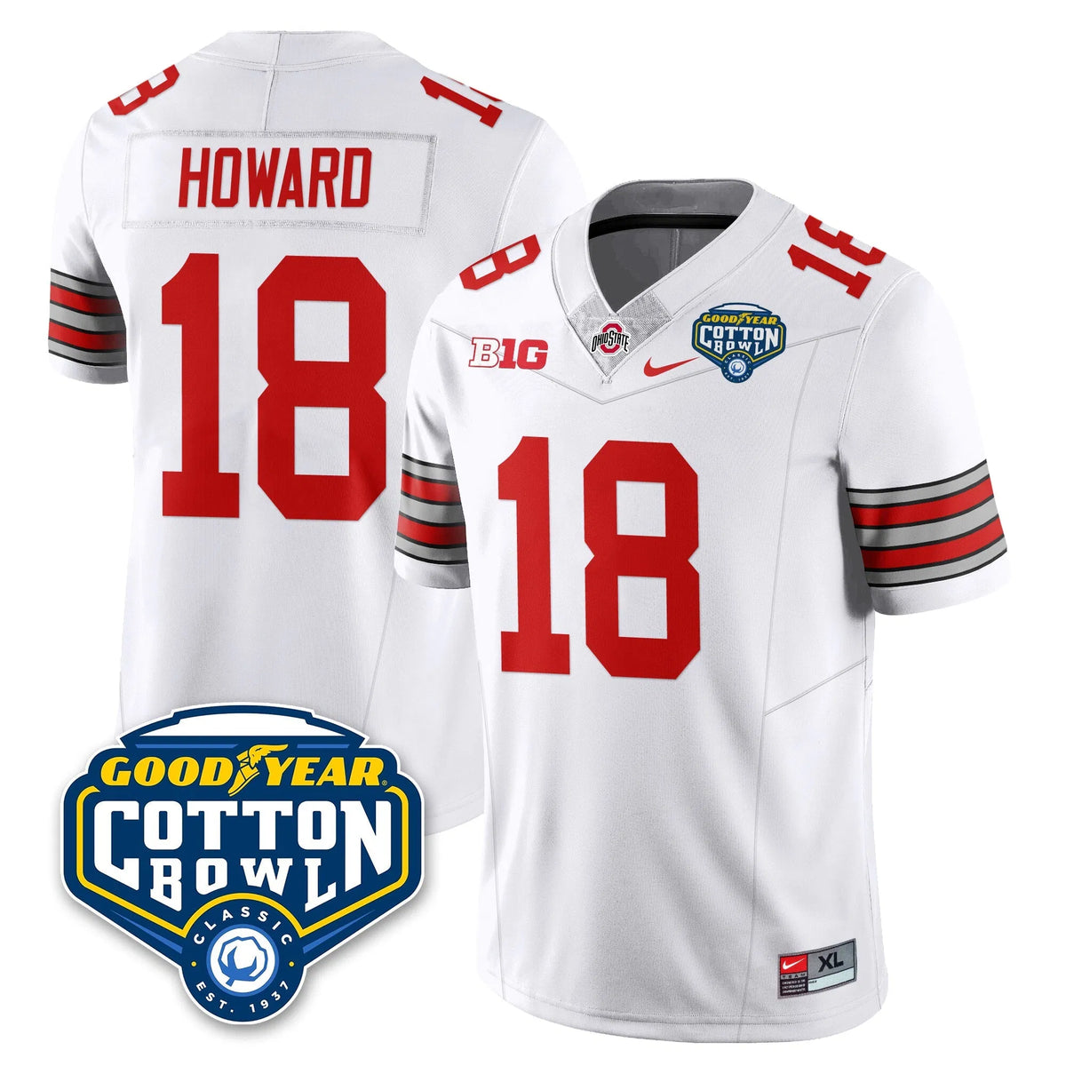 Personalized OSU Football Vapor Limited Jersey - Cotton Bowl - White / Will Howard - 18 Stitched