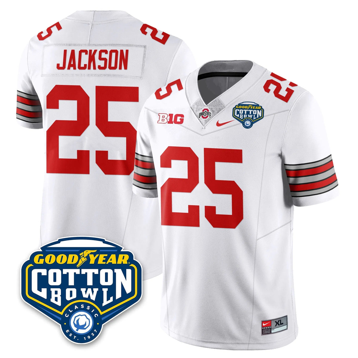 Personalized OSU Football Vapor Limited Jersey - Cotton Bowl - White / Bo Jackson - 25 Stitched