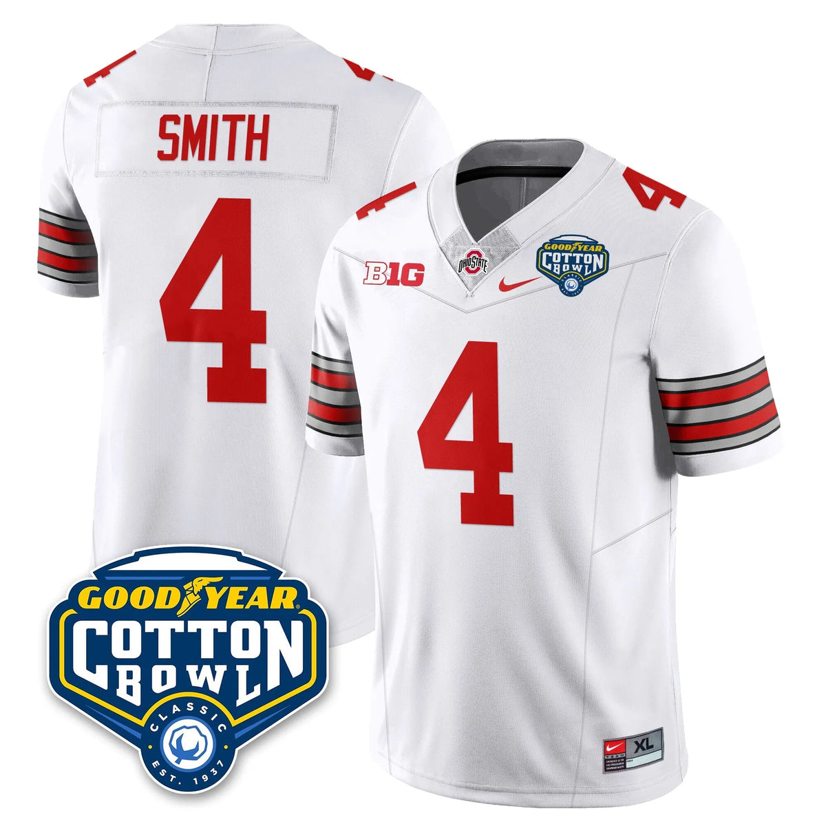 Personalized OSU Football Vapor Limited Jersey - Cotton Bowl - White / Jeremiah Smith - 4 Stitched