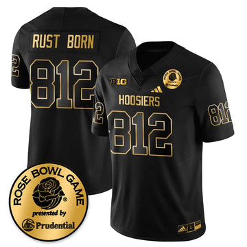 Personalized IND Vapor Limited Football Gold Jersey - Rose Bowl - Black Gold / Rust Born - 812 Stitched