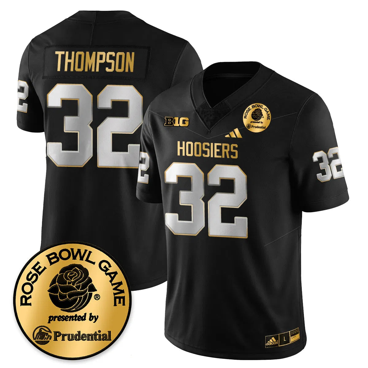 Personalized IND Vapor Limited Football Gold Jersey - Rose Bowl - Black Limited / Anthony Thompson - 32 Stitched