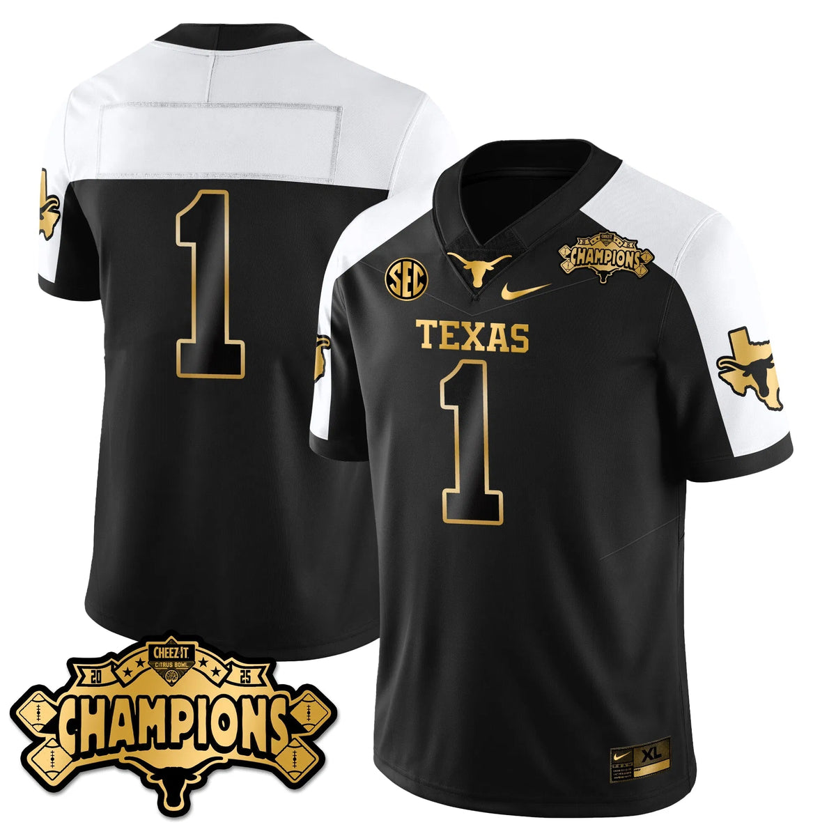 Personalized TEX Football Vapor Limited Gold Jersey - Citrus Bowl Champions - Alternate / Team Stitched