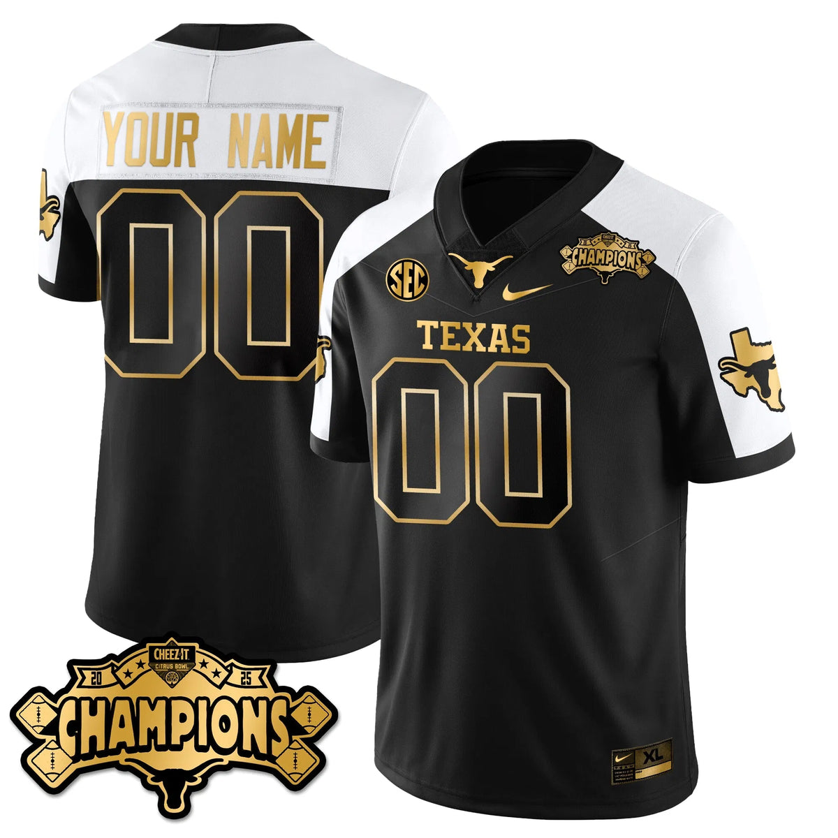 Personalized TEX Football Vapor Limited Gold Custom Jersey - Citrus Bowl Champions - Alternate Stitched