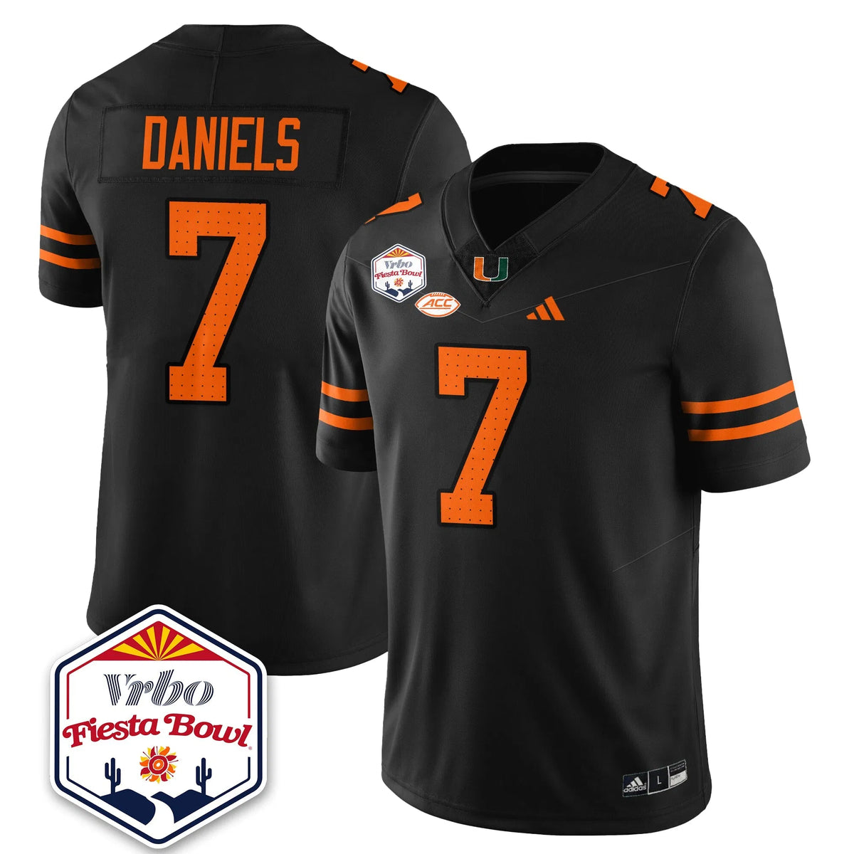 Personalized MIA Football Vapor Limited Jersey - Vrbo Fiesta Bowl - Black / CJ Daniels - 7 Stitched