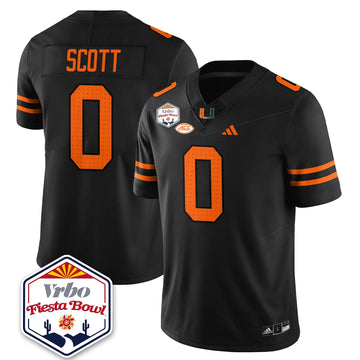 Personalized MIA Football Vapor Limited Jersey - Vrbo Fiesta Bowl - Black / Keionte Scott - 0 Stitched