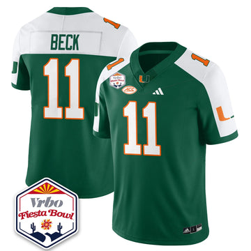 Personalized MIA Football Vapor Limited Jersey - Vrbo Fiesta Bowl - Green Alternate / Carson Beck - 11 Stitched