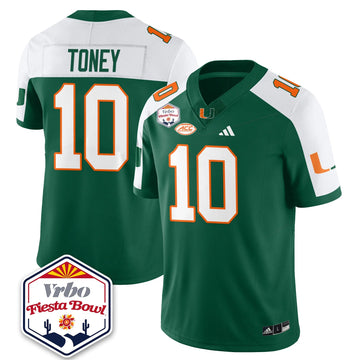 Personalized MIA Football Vapor Limited Jersey - Vrbo Fiesta Bowl - Green Alternate / Malachi Toney - 10 Stitched