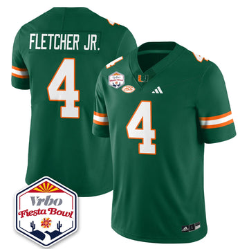 Personalized MIA Football Vapor Limited Jersey - Vrbo Fiesta Bowl - Green / Mark Fletcher Jr. - 4 Stitched