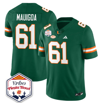 Personalized MIA Football Vapor Limited Jersey - Vrbo Fiesta Bowl - Green / Francis Mauigoa - 61 Stitched
