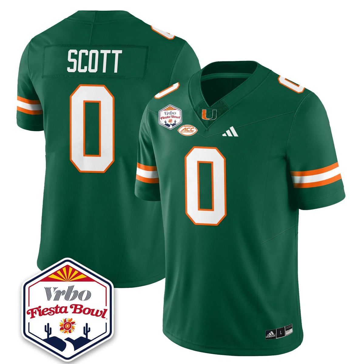 Personalized MIA Football Vapor Limited Jersey - Vrbo Fiesta Bowl - Green / Keionte Scott - 0 Stitched
