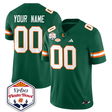 Personalized Custom MIA Football Vapor Limited Jersey - Vrbo Fiesta Bowl - Green Stitched