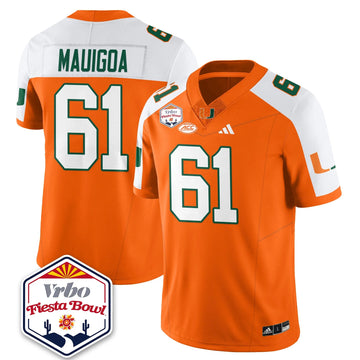 Personalized MIA Football Vapor Limited Jersey - Vrbo Fiesta Bowl - Orange Alternate / Francis Mauigoa - 61 Stitched