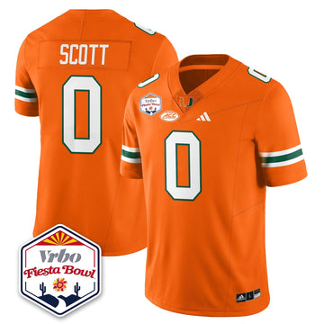 Personalized MIA Football Vapor Limited Jersey - Vrbo Fiesta Bowl - Orange / Keionte Scott - 0 Stitched