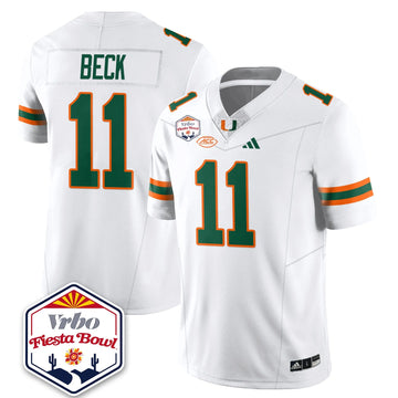 Personalized MIA Football Vapor Limited Jersey - Vrbo Fiesta Bowl - White / Carson Beck - 11 Stitched