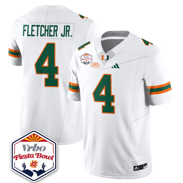 Personalized MIA Football Vapor Limited Jersey - Vrbo Fiesta Bowl - White / Mark Fletcher Jr. - 4 Stitched