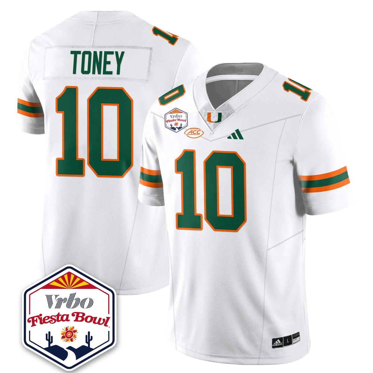Personalized MIA Football Vapor Limited Jersey - Vrbo Fiesta Bowl - White / Malachi Toney - 10 Stitched