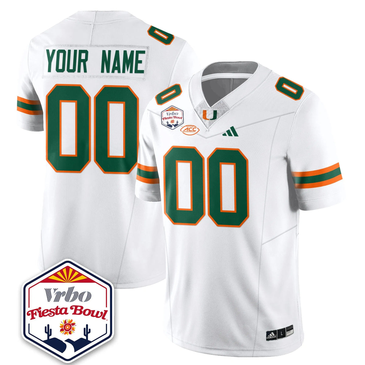 Personalized Custom MIA Football Vapor Limited Jersey - Vrbo Fiesta Bowl - White Stitched