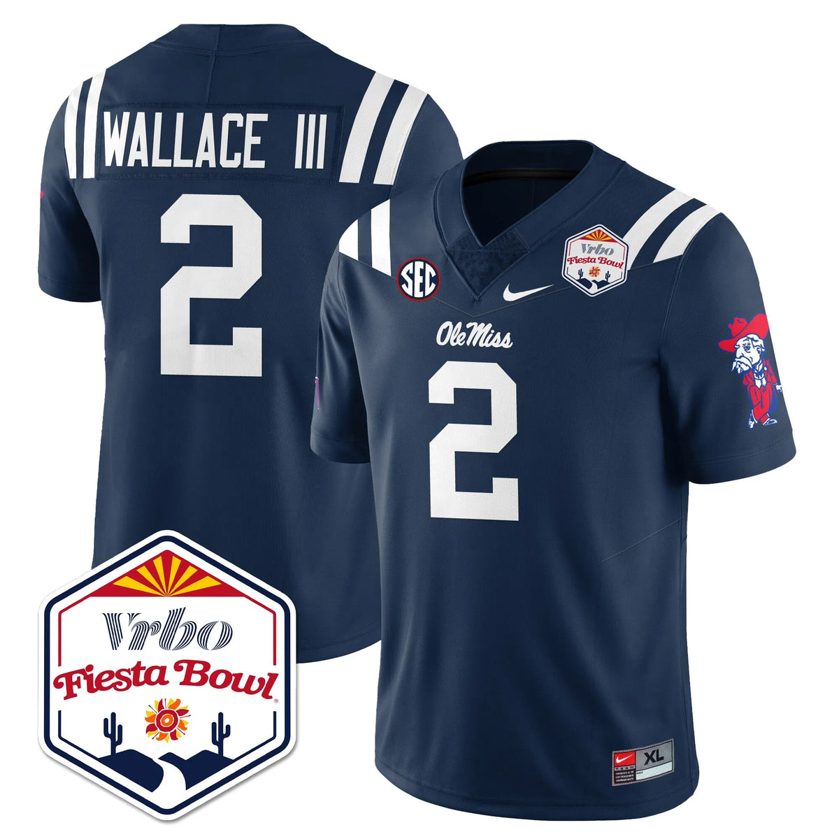 Personalized OM Vapor Limited Jersey - Vrbo Fiesta Bowl - Navy / Harrison Wallace III - 2 Stitched