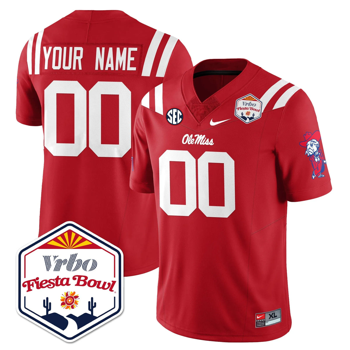 Personalized OM Vapor Limited Custom Jersey - Vrbo Fiesta Bowl - Red Stitched