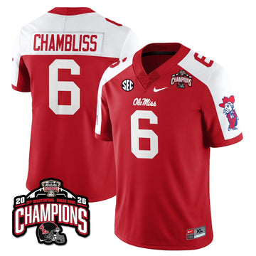 Personalized OMB Football Vapor Limited Jersey - Allstate Sugar Bowl Champions - Red Alternate / Trinidad Chambliss - 6 Stitched