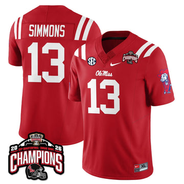 Personalized OMB Football Vapor Limited Jersey - Allstate Sugar Bowl Champions - Red / Austin Simmons - 13 Stitched