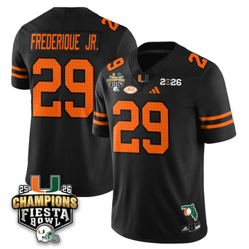Personalized MIA Football Vapor Limited Jersey V3 - Fiesta Bowl Champions - Black / OJ Frederique Jr. - 29 Stitched