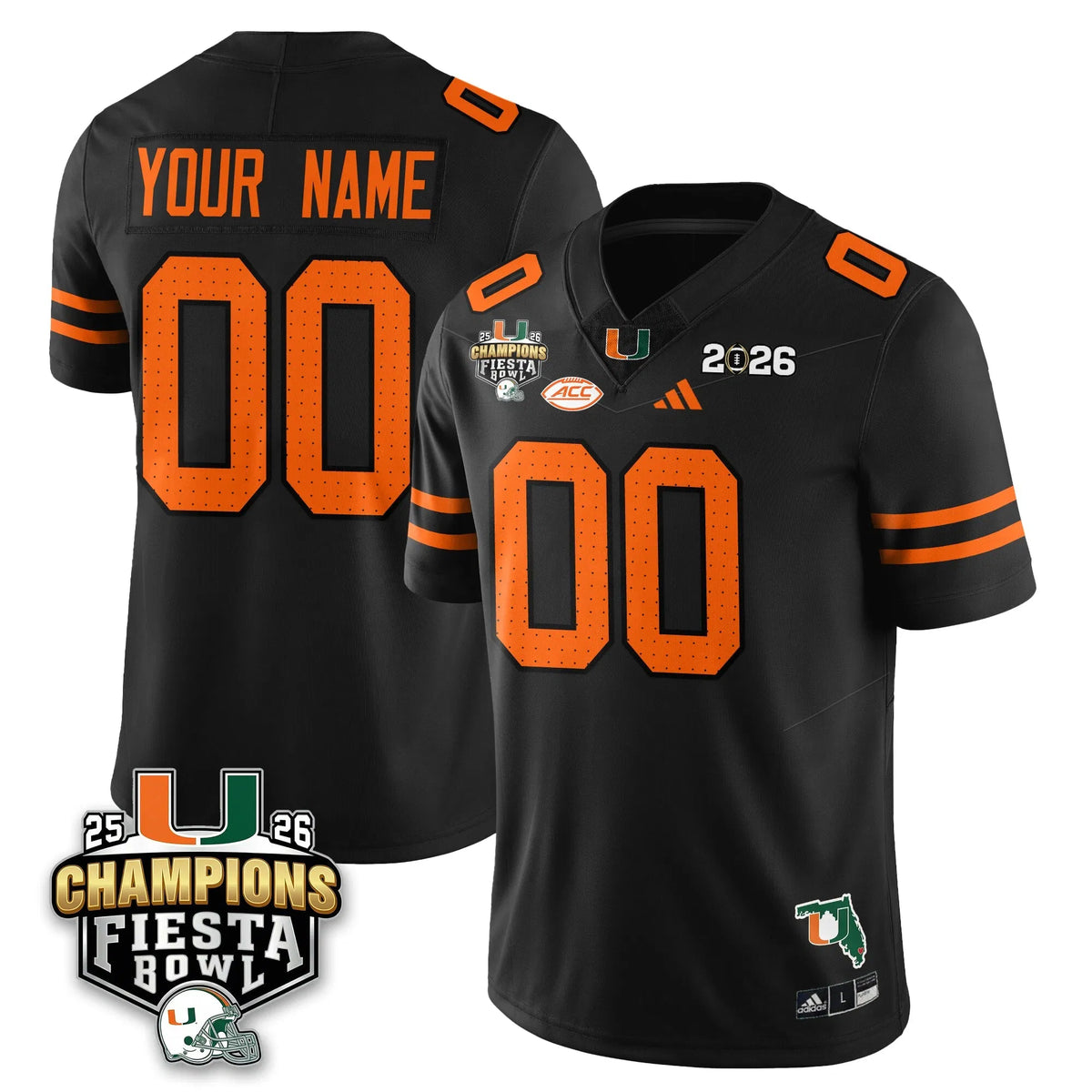 Personalized Custom MIA Football Vapor Limited Jersey V3 - Fiesta Bowl Champions - Black Stitched